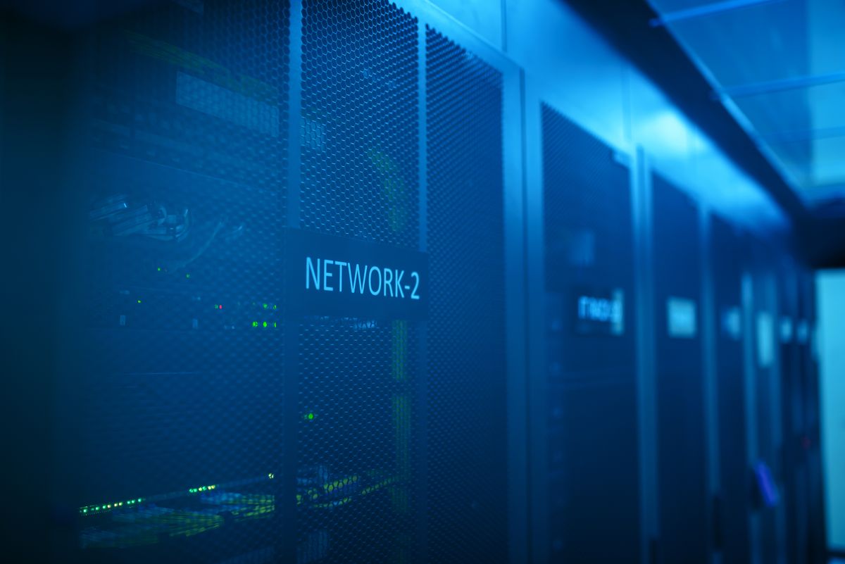 Modern server room with network equipment